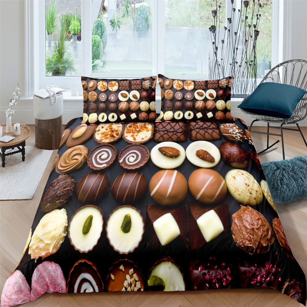 Bedding Set Chocolate Bedding Set King Size Sweet Candy Duvet Cover Set With Pillowcasee Bed Set