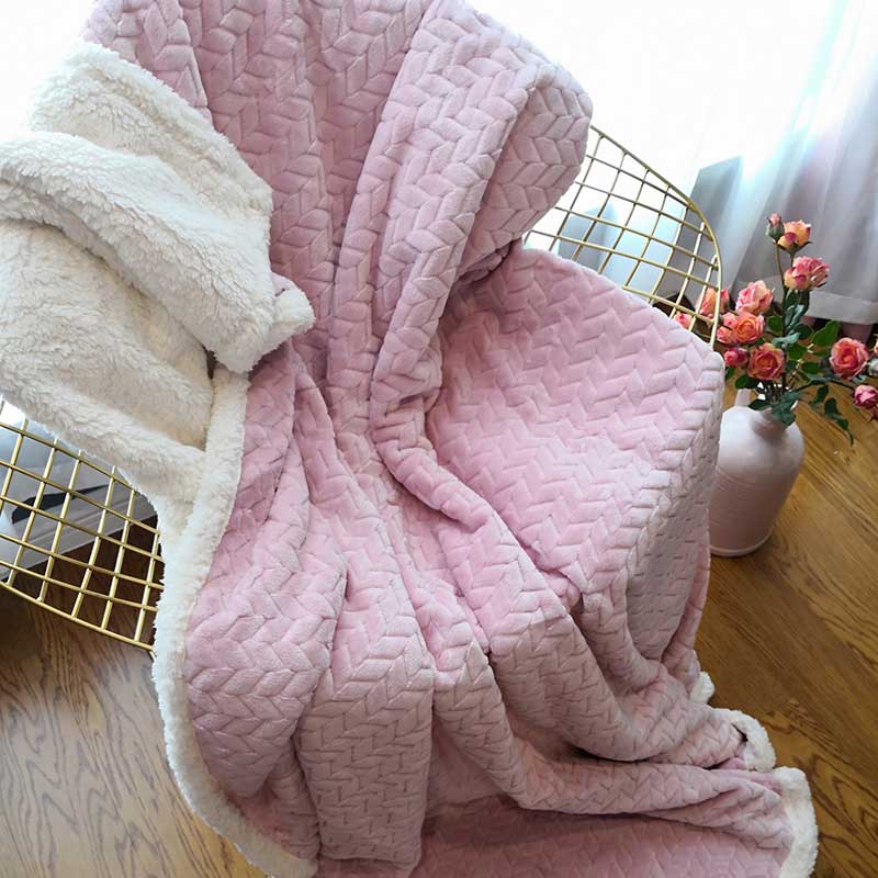 Winter Double Layer Thick Blanket Ferret Cashmere Super Soft Warm Wool Blankets flannel fleece Plaid Throw On Sofa Bed white ba alx