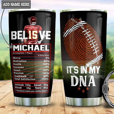 Personalized American Football Believe Stainless Steel Tumbler, Personalized Tumblers, Tumbler Cups, Custom Tumblers Fashion24Hs