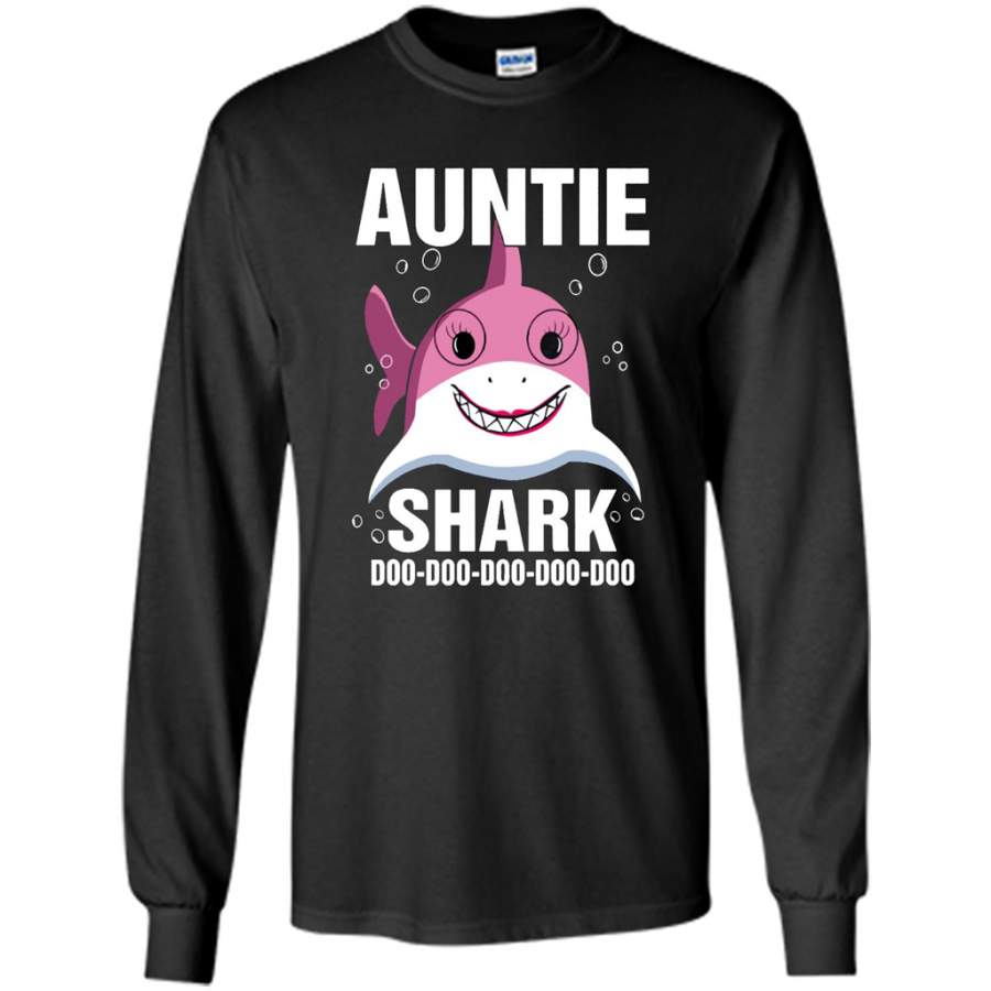 Auntie Shark, Funny Doo Doo Doo Doo – Gildan Long Sleeve Shirt