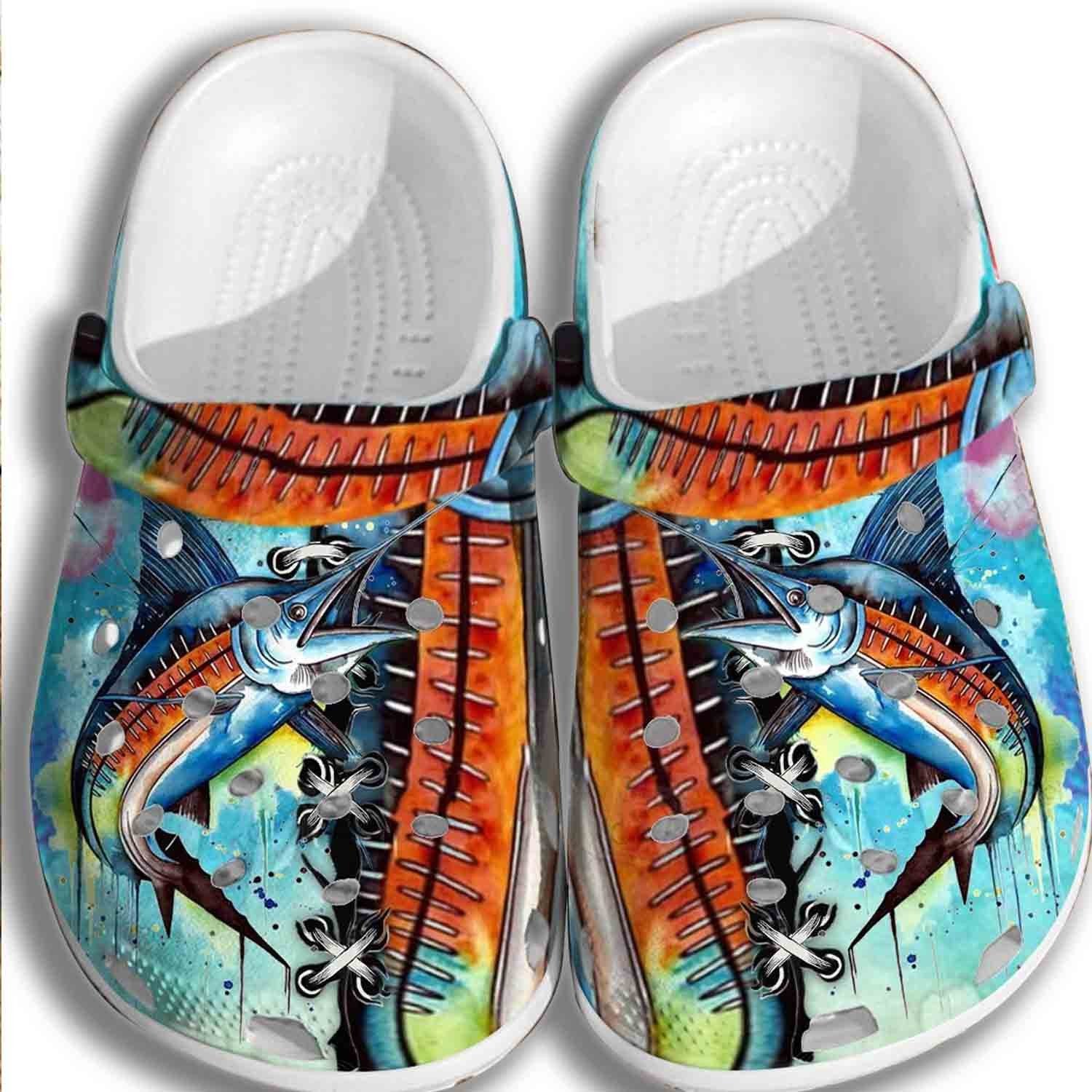 Colorful Fish Crocs Shoes Clogs Men – Fishing Outdoor Crocs Shoes Clogs ...