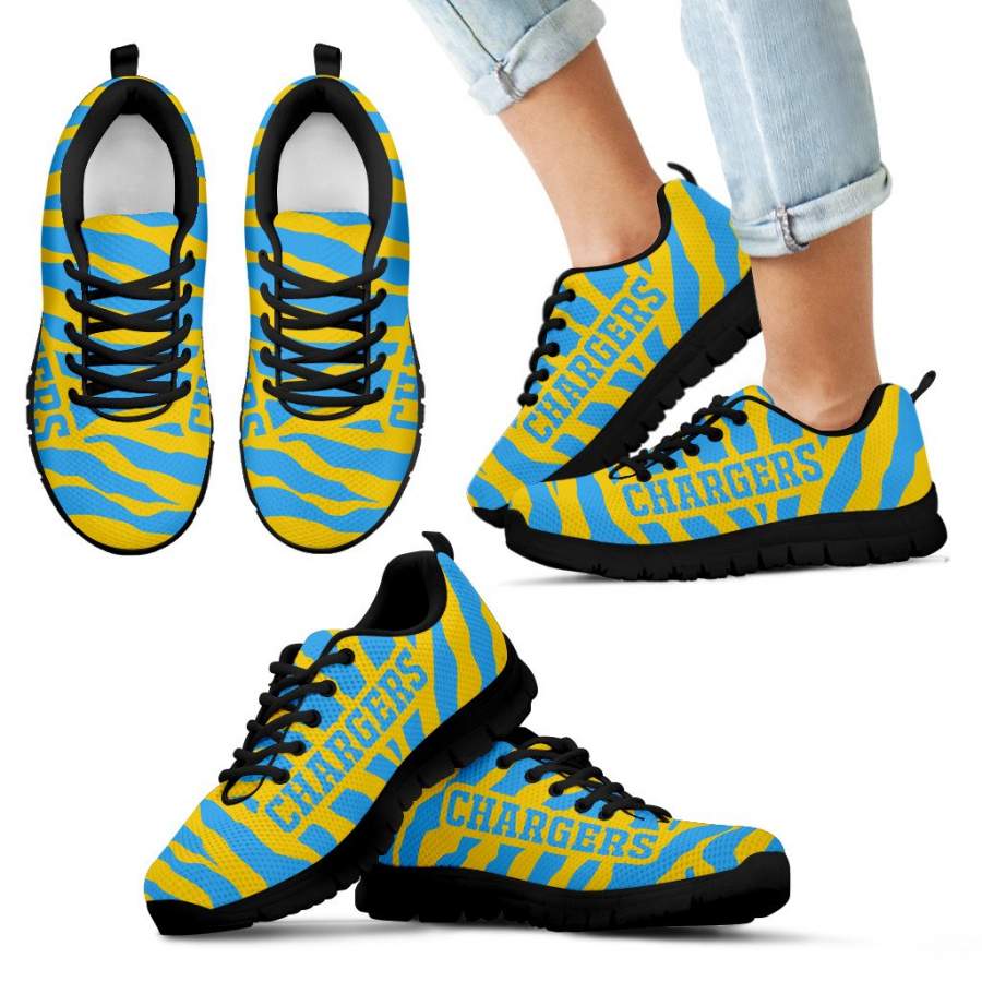 Tiger Skin Stripes Pattern Print Los Angeles Chargers Sneakers