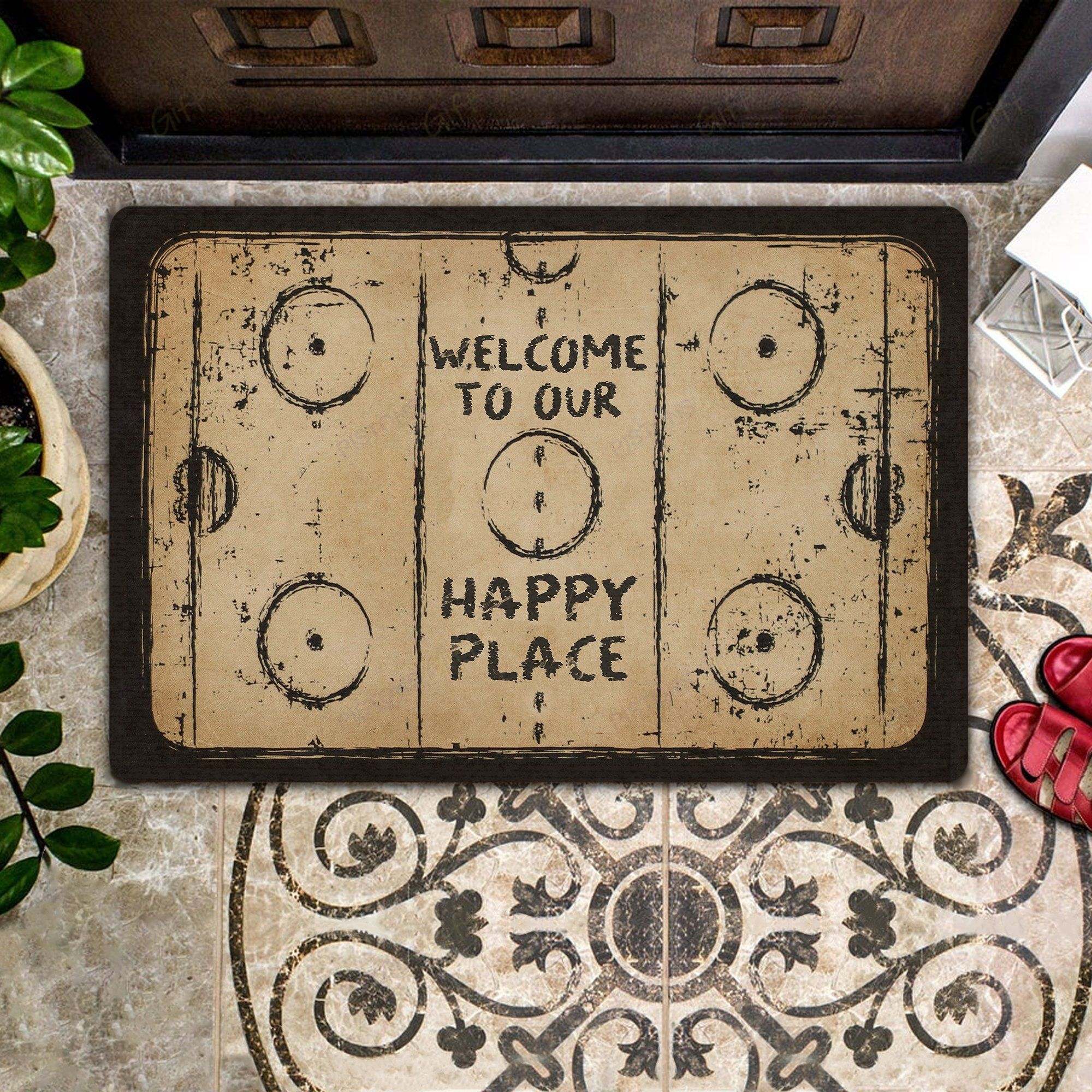 Welcome To Our Happy Place All Over Printing Doormat