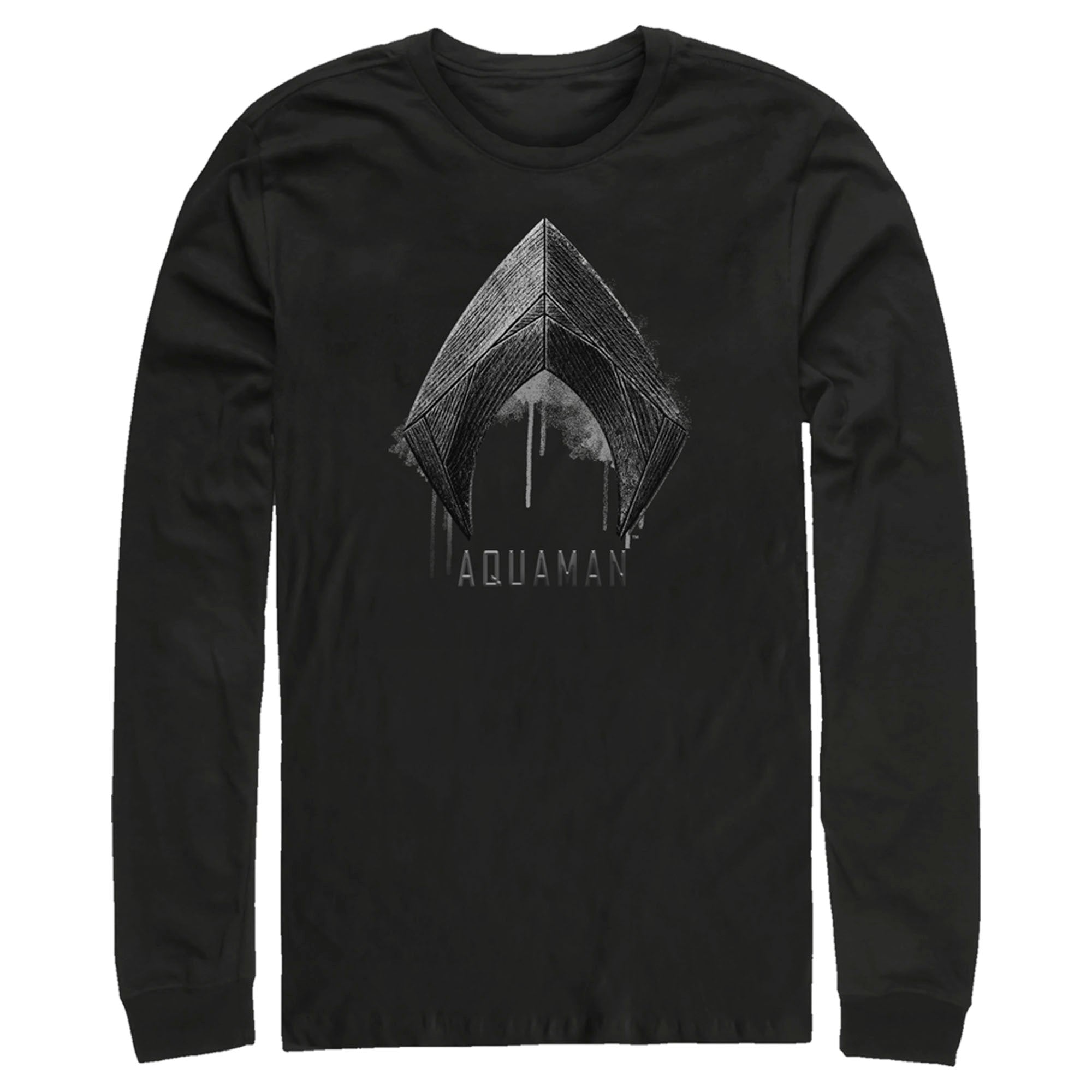 Zack Snyder Justice League Men’S Aquaman Silver Logo  Long Sleeve Shirt