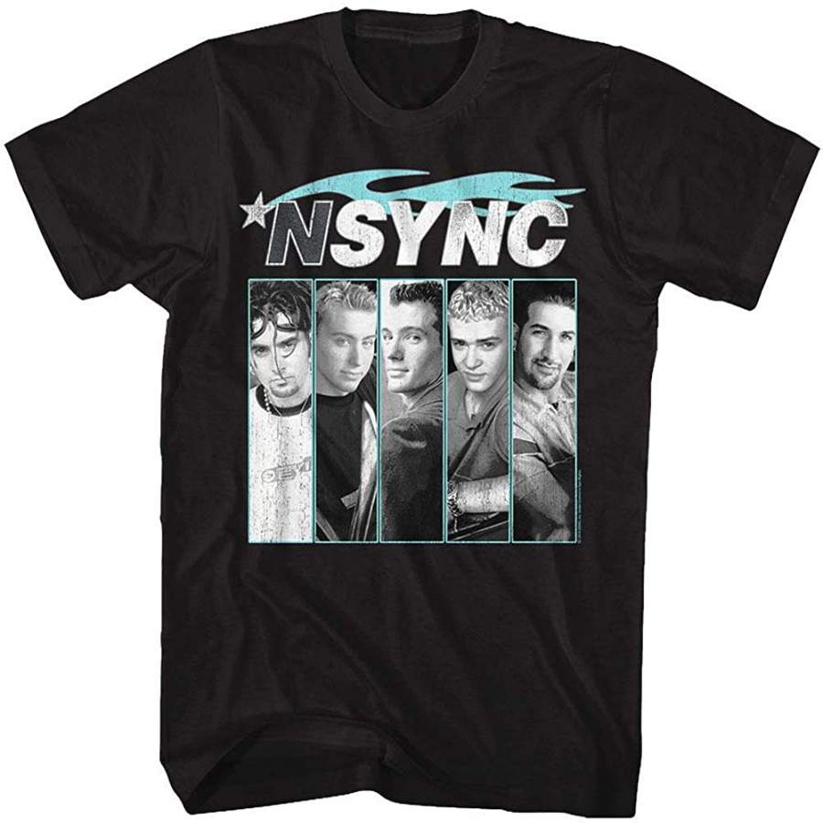 American Nsync 1995 Boy Band Blue Flame Profile Pictures Adult T-Shirt Tee