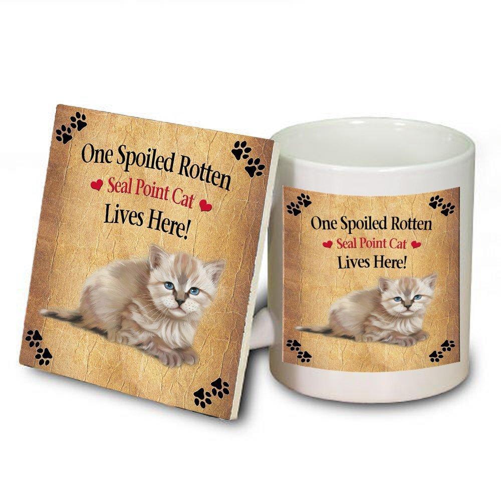 Seal Point Kitten Spoiled Rotten Cat Mug And Coaster Set