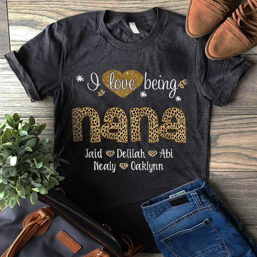 Customized Leopard Nana Shirt, Mimi Leopard Shirt, I Love Being Grandma T Shirt