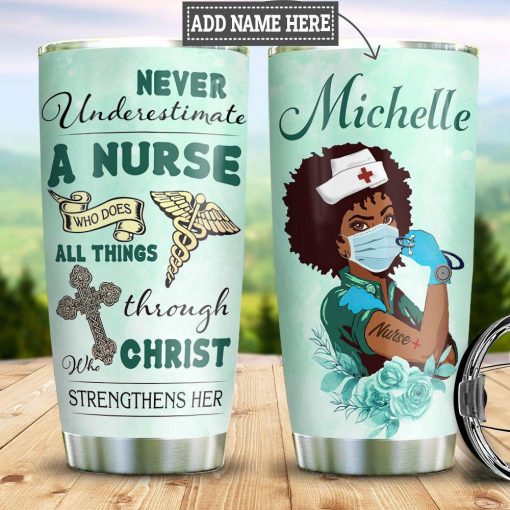 Black Nurse Faith Black Queen Custom Name Stainless Steel Tumbler Cup | Travel Mug | Tn1035