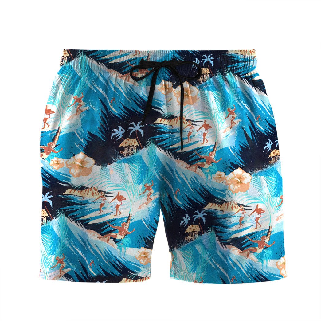 Gearhumans Gearhuman Surfing Hawaiian Custom Beach Shorts Swim Trunks Ha27040