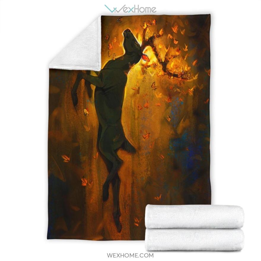 Deer And Butterflies Premium Blanket