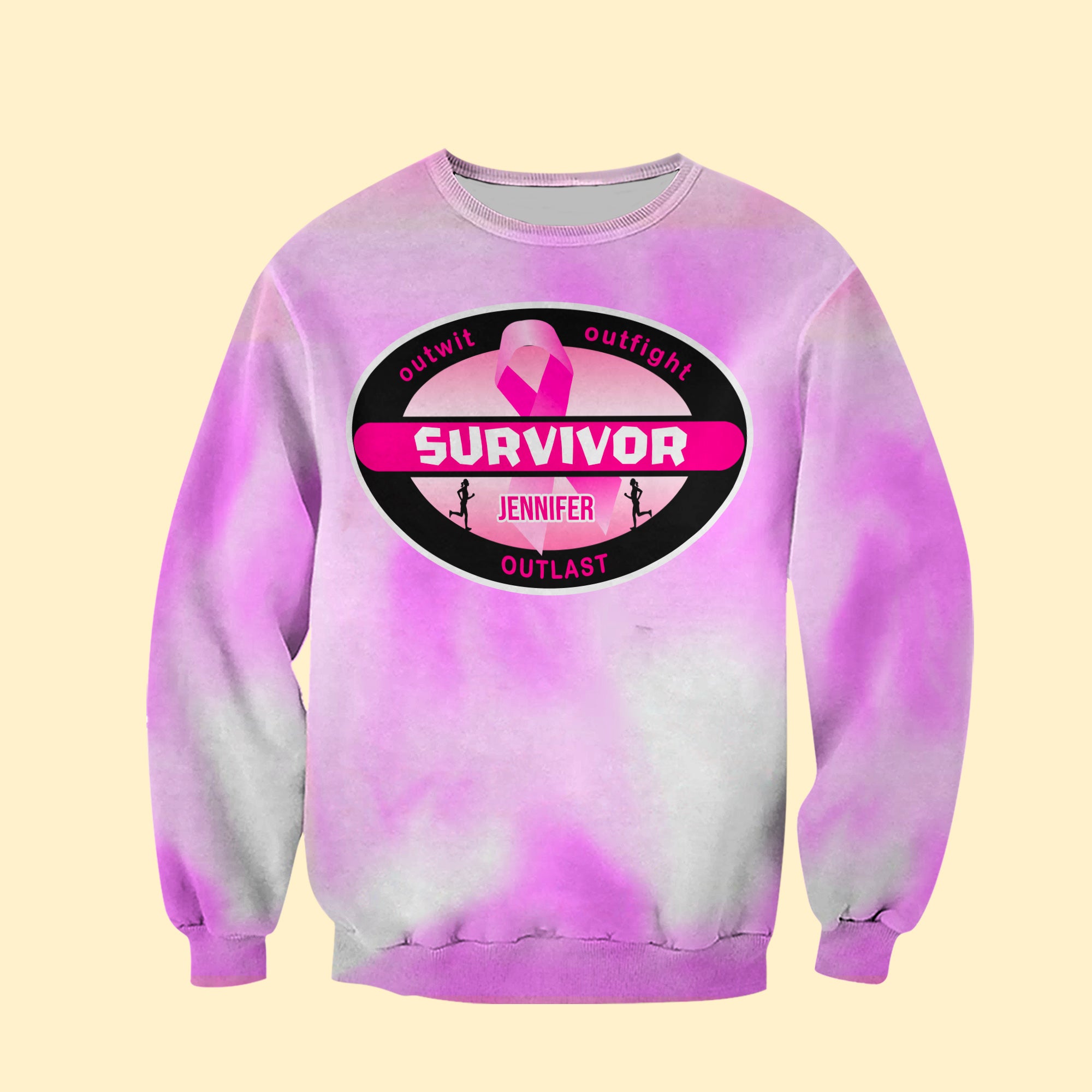 Personalized Gift Ideas For Breast Cancer Awareness Month , Survivor Outwit Outfight Outlast Custom All Over Print Products