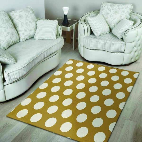 White And Yellow Polka Dot Area Rug