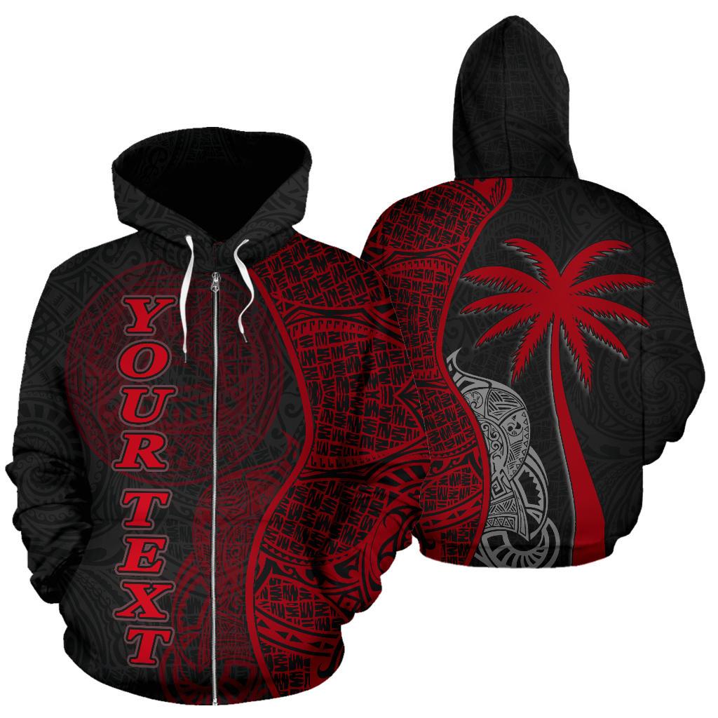 American Samoa Polynesian Custom Personalised Zip Up Hoodie Coconut Red – BN39