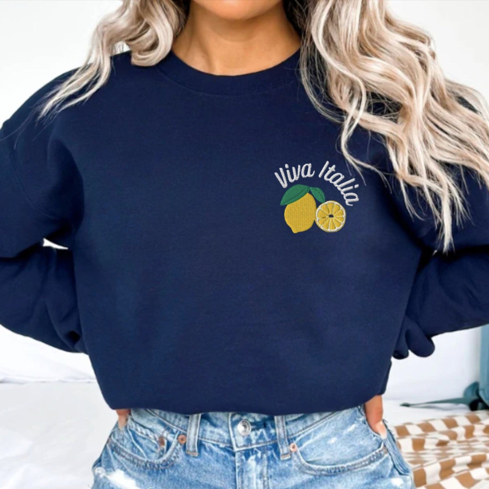 Lemon Embroidered Halloween Sweatshirt 2D Crewneck Sweatshirt All Over Print Sweatshirt For Women Sweatshirt For Men Sws3556