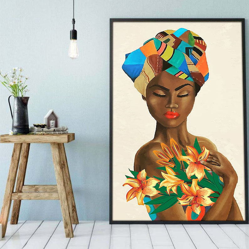 African Custom Canvas Adorable Brown Skin Poster Black Girl Magic African Men Pretty Canvas Home Decoration