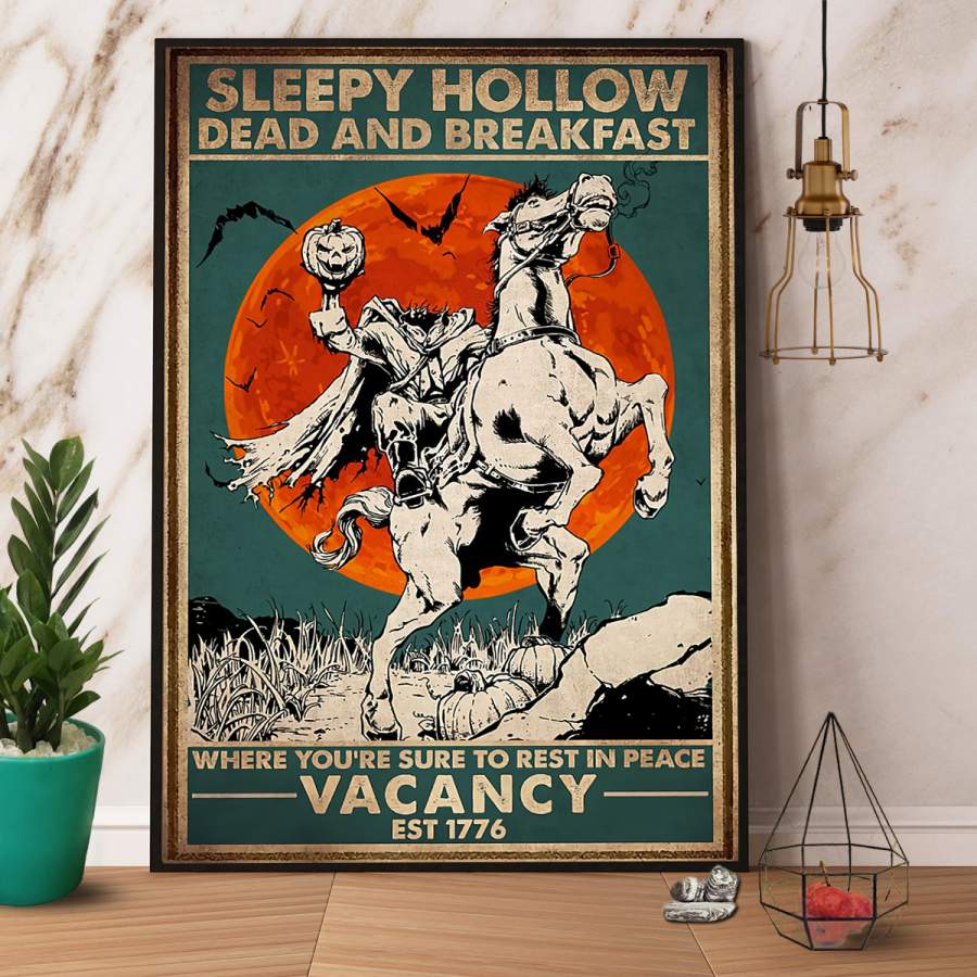 Sleepy hollow dead and breakfast Halloween paper poster no frame/ wrapped canvas wall decor full size