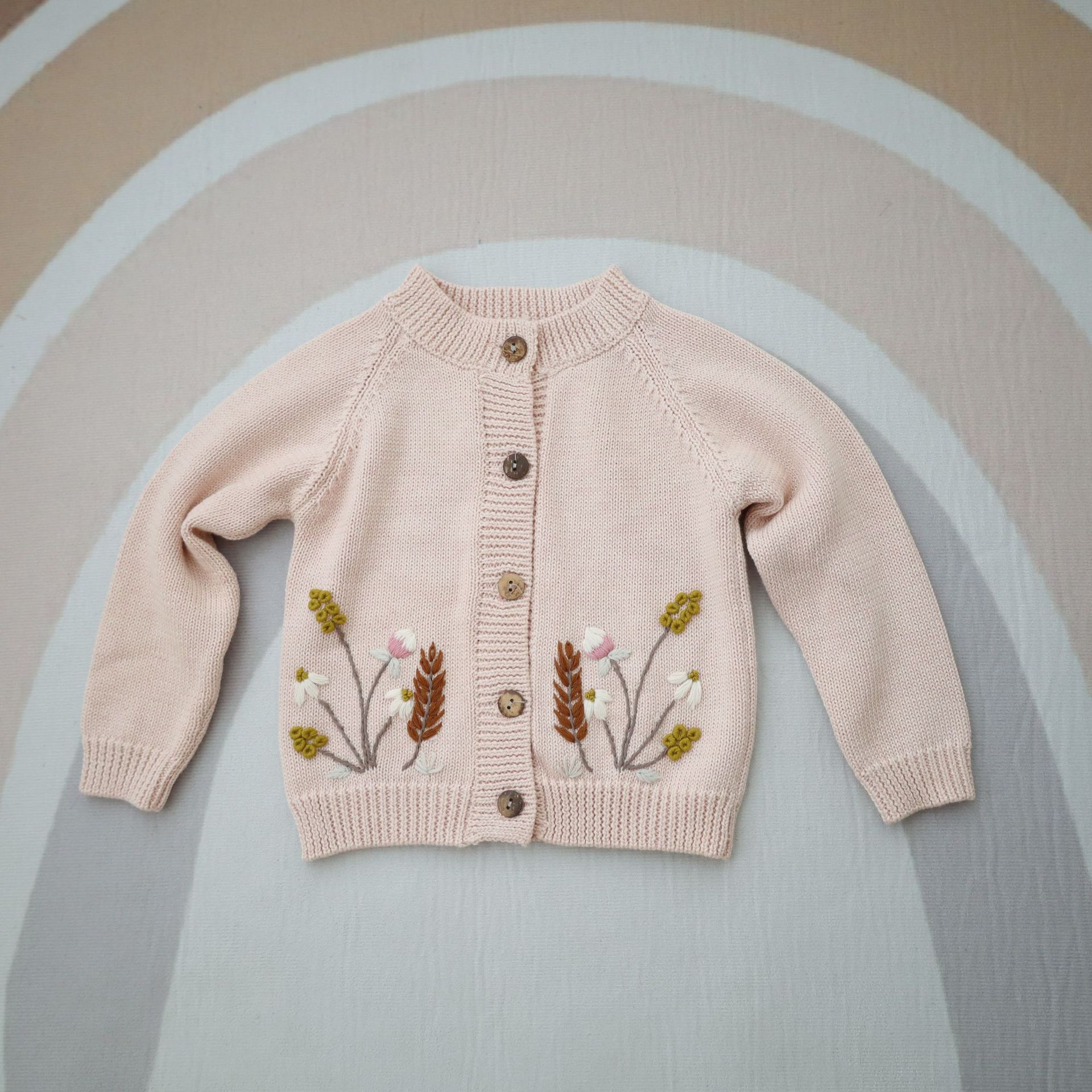 Spring,Fall Baby Girl Knitted Cardigan With Hat Newborn Sweaters Coat Kids Flower Embroidered Coat Children Clothing Tops Jacket alx