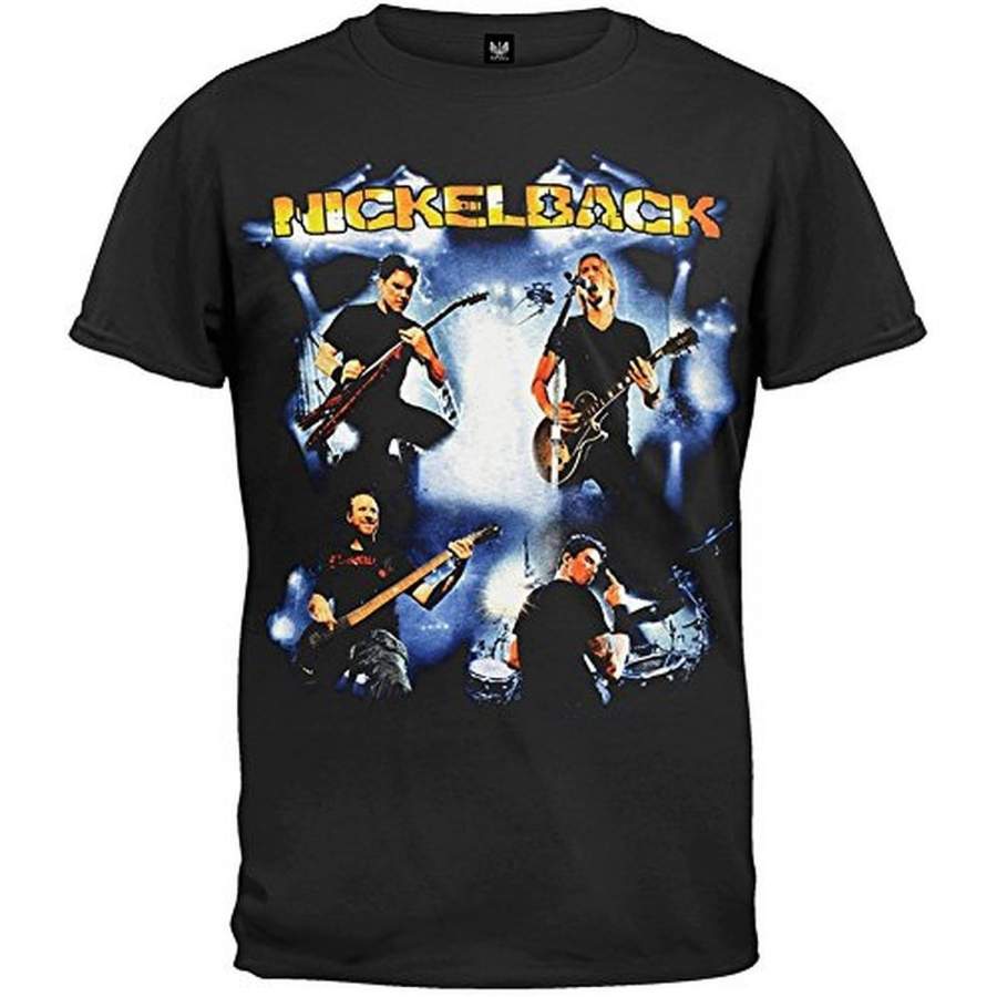 Nickelback Mens Collage Photo 09 Tour Cotton Black T-Shirt