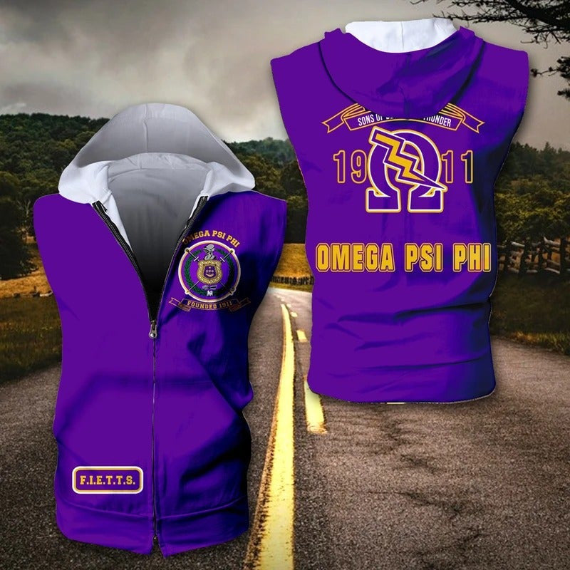 Fietts 1911 Omega Psi Phi Zipper Sleeveless Hoodie J5