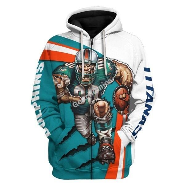 Gearhomies Personalized Unisex Tracksuit Hoodies Miami Dolphins Football Team 3D Apparel