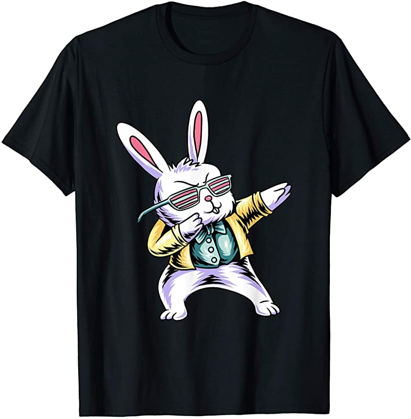 Dabbing Rabbit Wearing Glasses Easter Boys Girls Kids Shirt T-Shirt