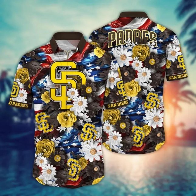 Padres Hawaiian Shirt San Diego Patriot Blooms Design