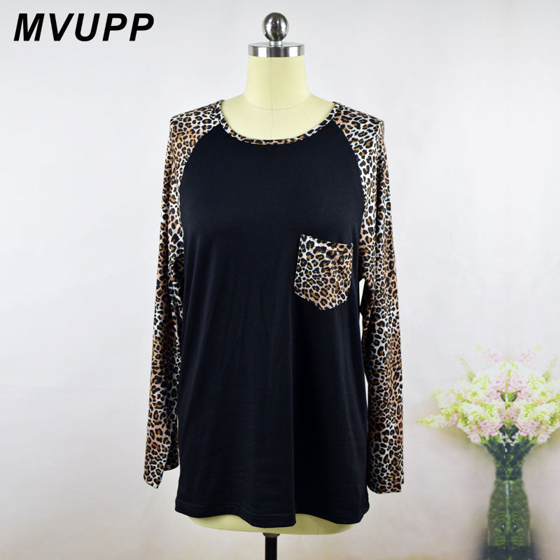 Mvupp Family Matching Outfits Mother Daughter Clothes Raglan Sleeve Pocket Leopard T Shirt Mom Mommy And Me Baby Girl Look 2018