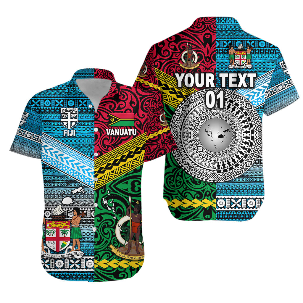 (Custom Personalised) Vanuatu And Fiji Hawaiian Shirt Together – Bright Color, Custom Text And Number Lt8