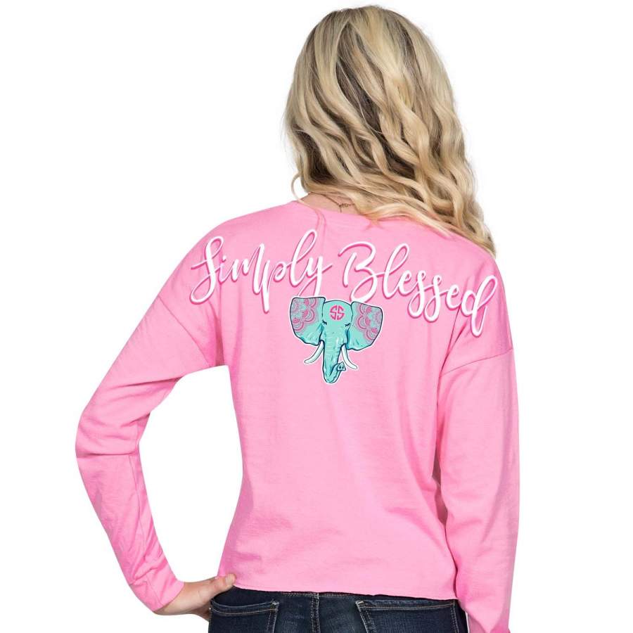 Simply Southern Preppy Blessed Elephant Shortie Long Sleeve T-Shirt