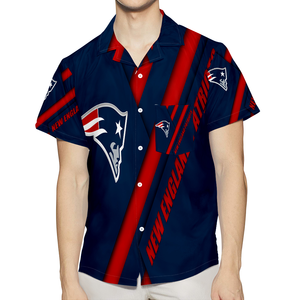 New England Patriots Red Blue2 3D All Over Print Summer Beach Hawaiian Shirt With Pocket