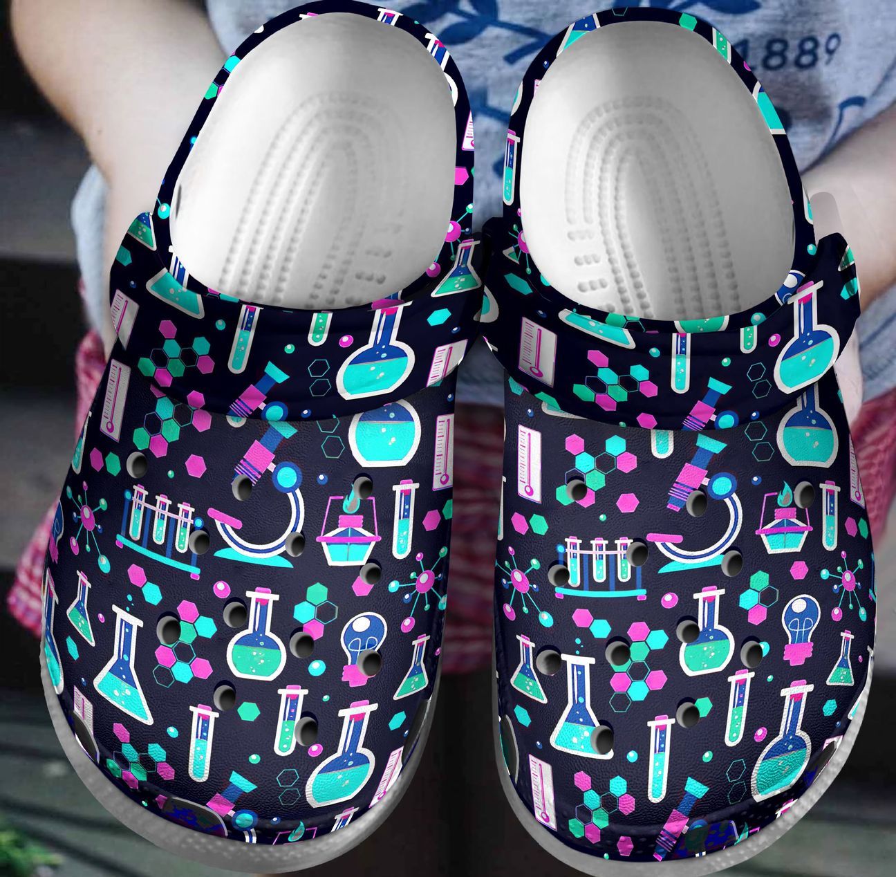 Science Personalized Clog, Custom Name, Text, Color, Number Fashion Style For Women, Men, Kid, Print 3D Science Lab Pattern