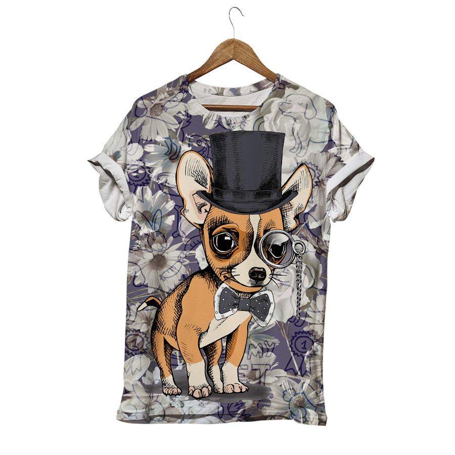 Puppy Chihuahua Wear Black Hat T-shirts