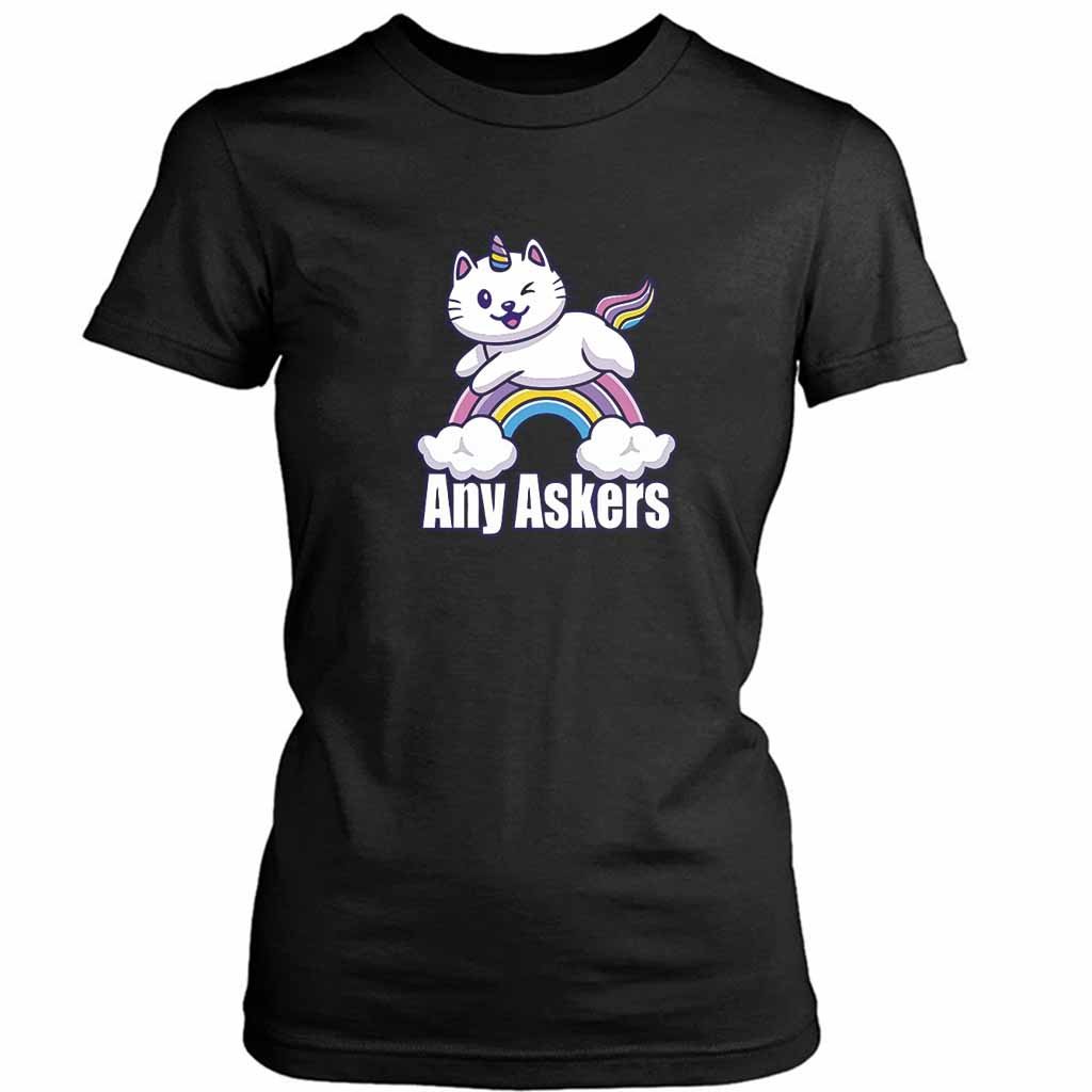 Any Askers Meauw Kitten Unicorn Pretend Women’s Tee T-Shirt