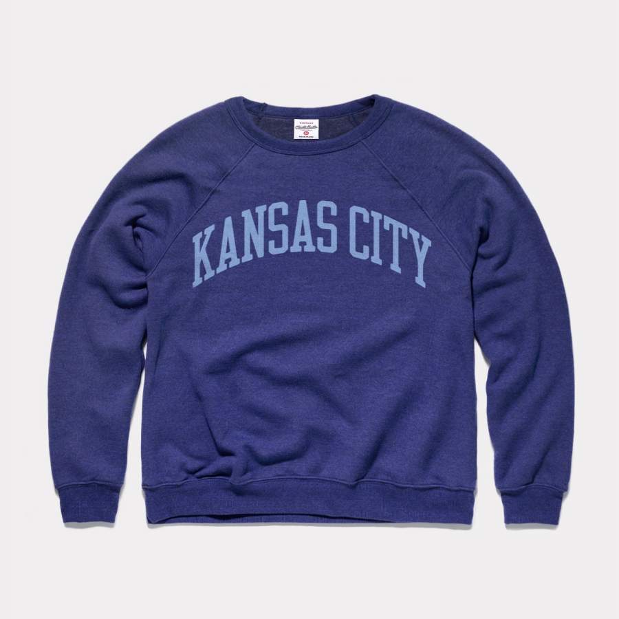 Navy & Light Blue Kansas City Arch Vintage Crewneck Sweatshirt