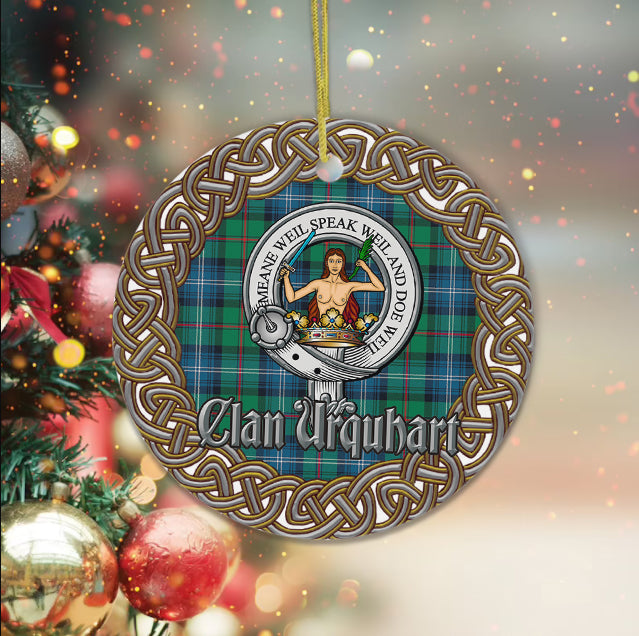 Urquhart Celtic Circle Plaid Ornament Gift. Christmas Tree Ornament Tartan Ornament Great Christmas Ornaments Gift