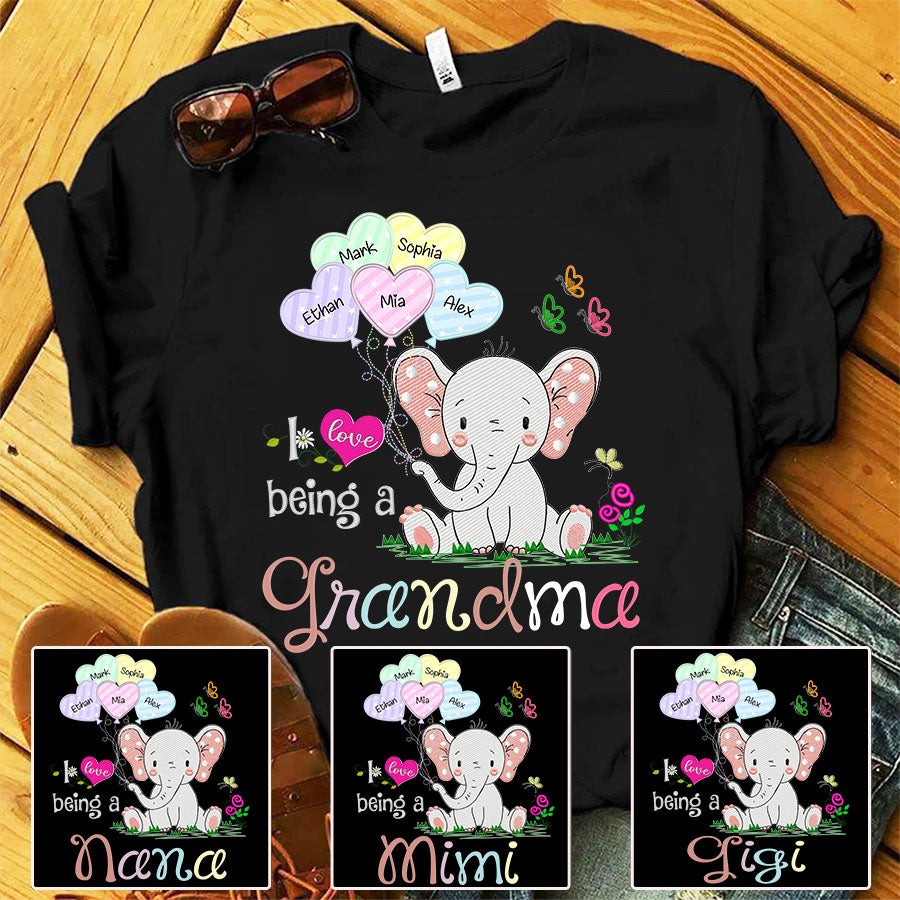 I Love Being A Grandma Elephant Hearts T-Shirt