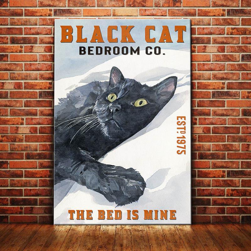 Black Cat Bedroom Canvas And Poster The Bed Is Mine | Art Print | Home Decor | Room Decor | Wall Art