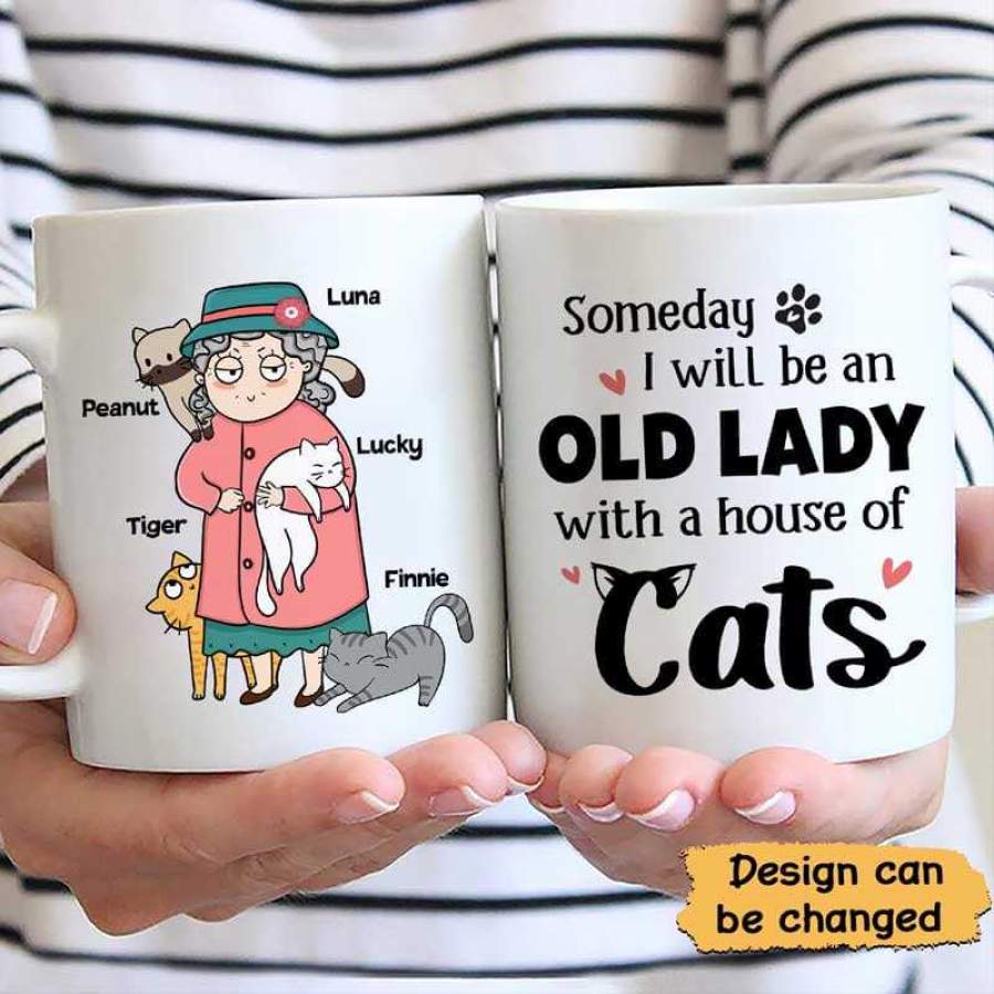 Chibi Old Lady Cats Personalized Mug