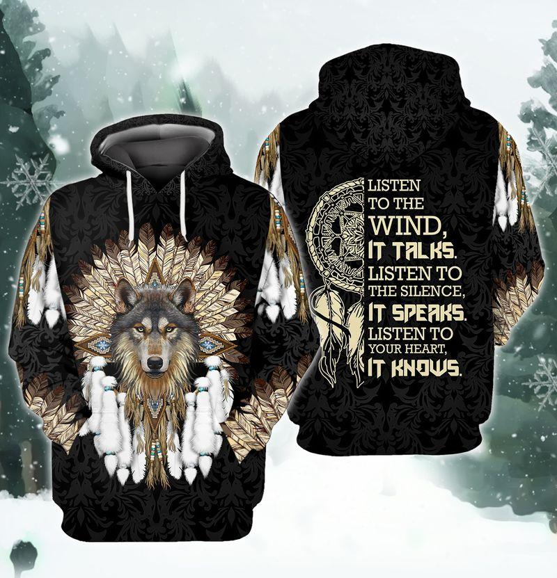 Native American Wolf 3D Hoodie