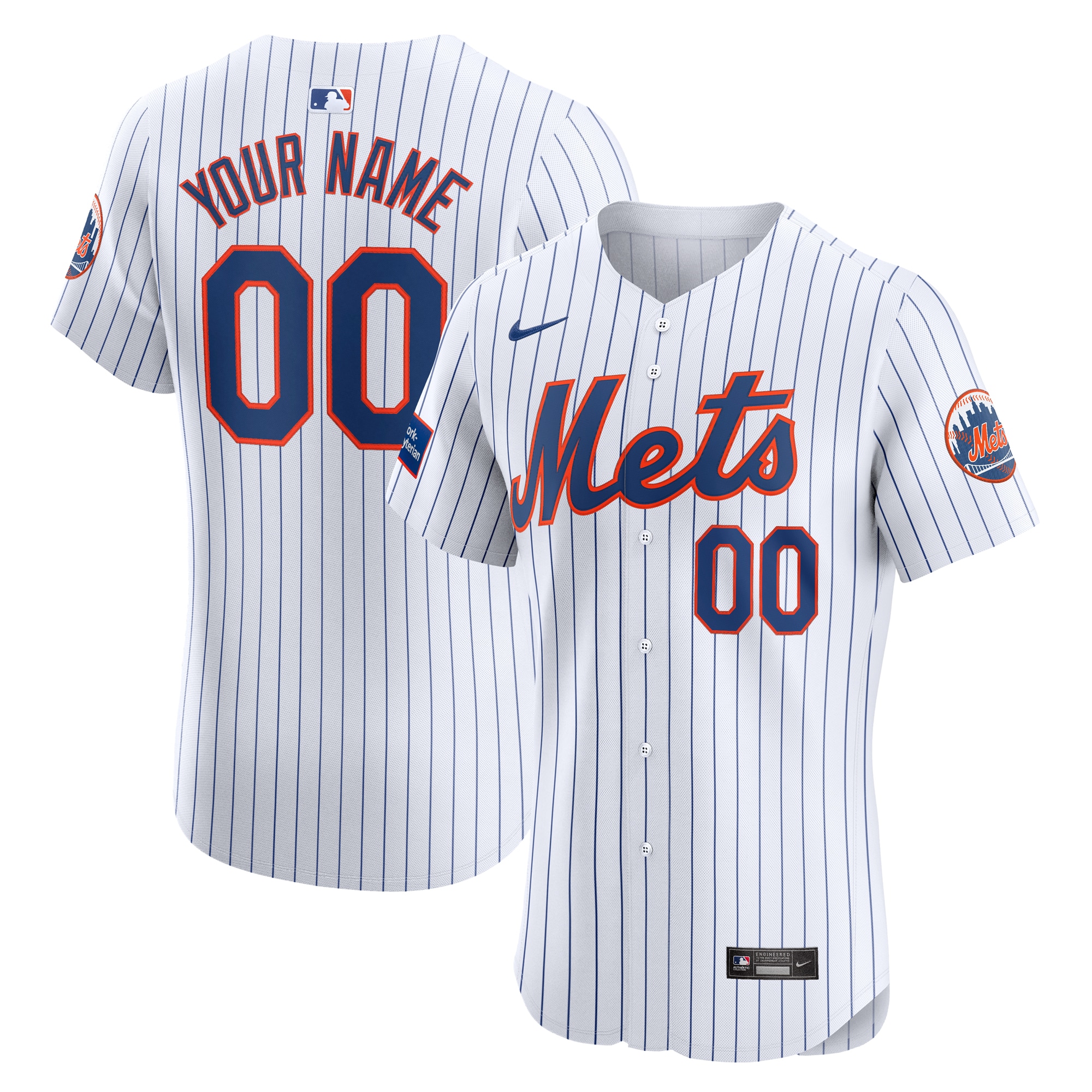 New York Mets Home Elite Custom Patch Jersey – White