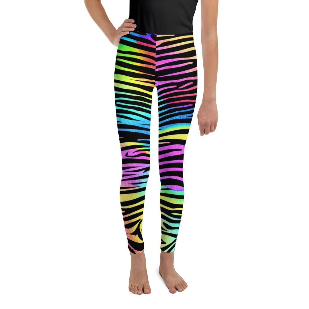 Colorful Zebra Striped Youth Leggings