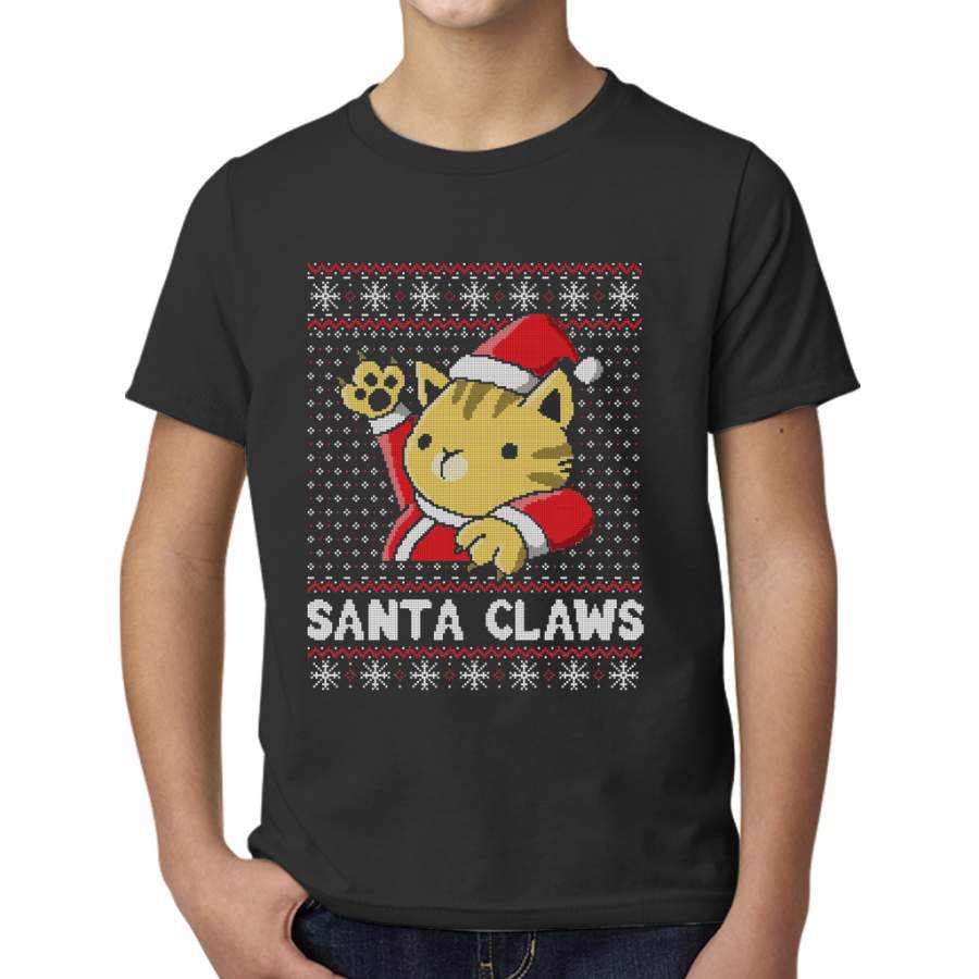 Xmas ugly sweater Cat Santa Claws Young T-Shirt