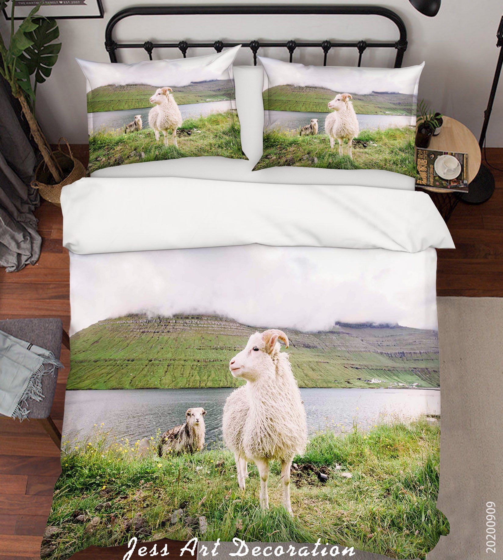 3D Nature Animal Sheep Lake Quilt Cover Set Bedding Set Duvet Cover Pillowcases Wj 6049