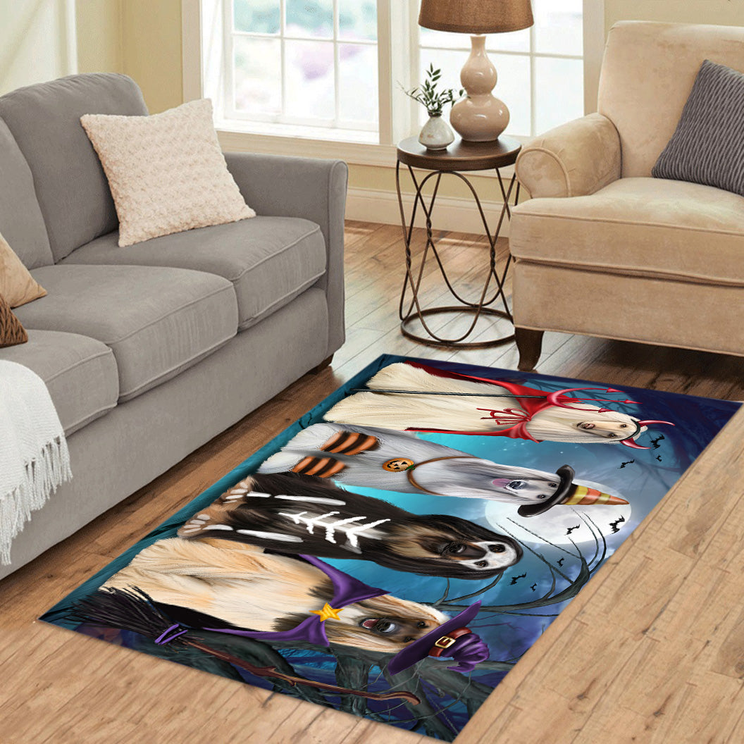 Halloween Trick Or Teat Afghan Hound Dogs Area Rug