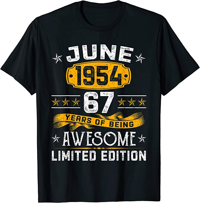 Vintage June 1954 67th Birthday Decorations 67 Years Old T-Shirt