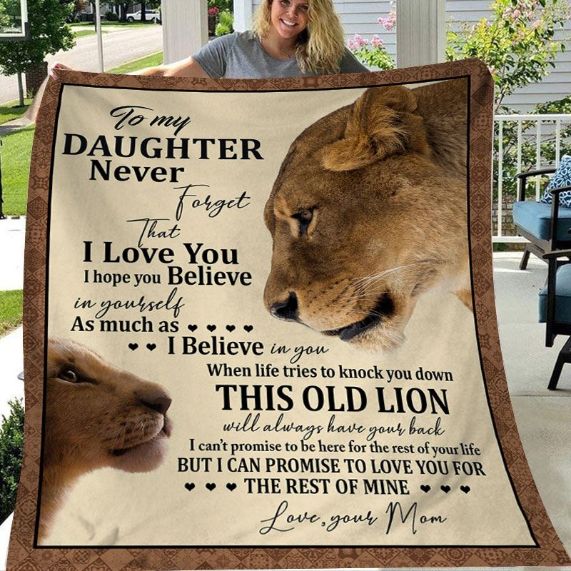 Ultra Soft Lightweight Throw Fleece Blanket For Home, Couch, Office, Camping, Plush Warm Sofa – Old Lion To My Daughter H012928