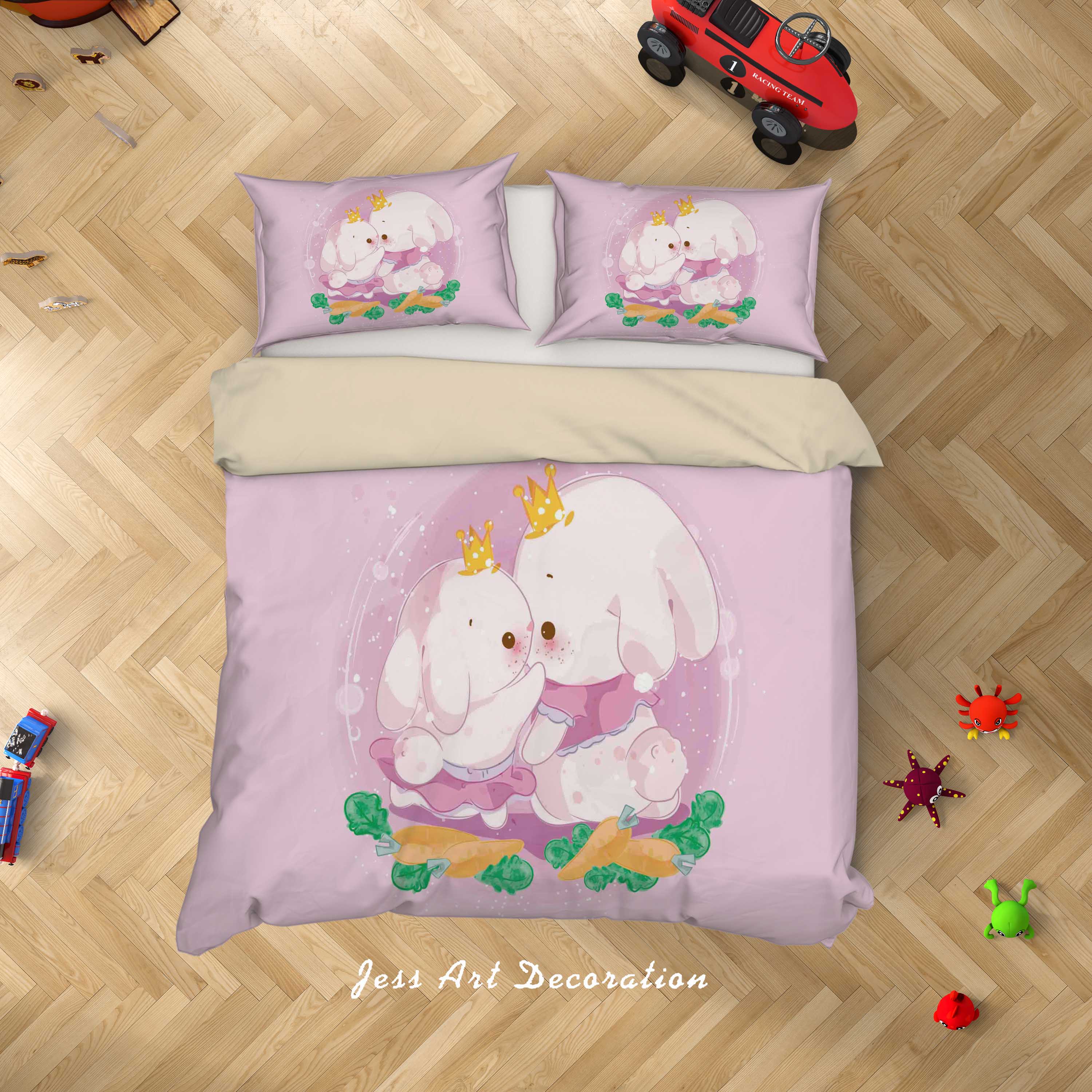 3D Purple Rabbit Quilt Cover Set Bedding Set Duvet Cover Pillowcases Sf06