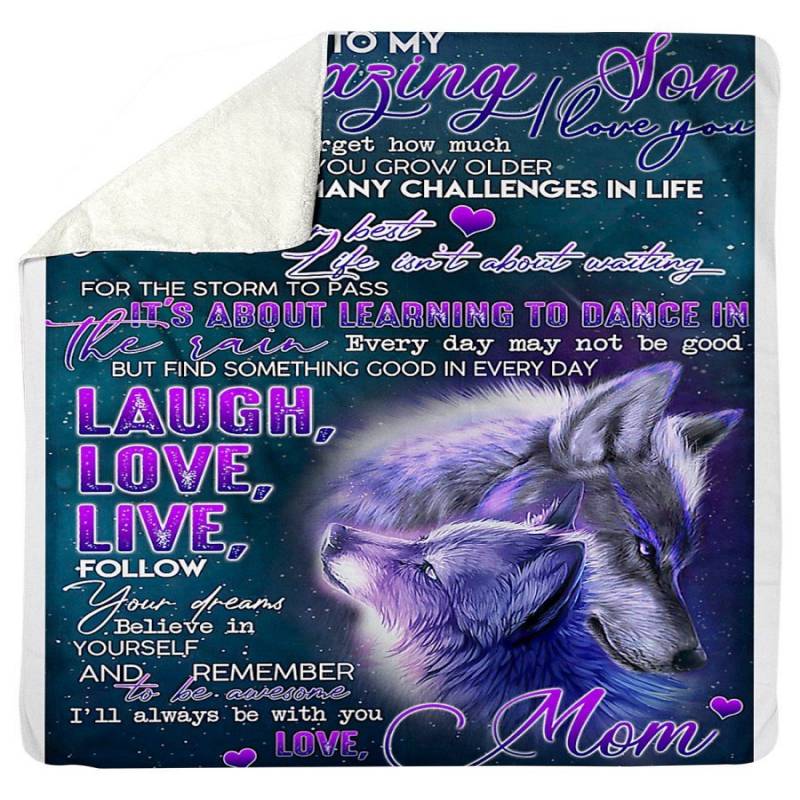 To My Amazing Son Laugh Love Live And Believe In Yourself Sherpa Blanket