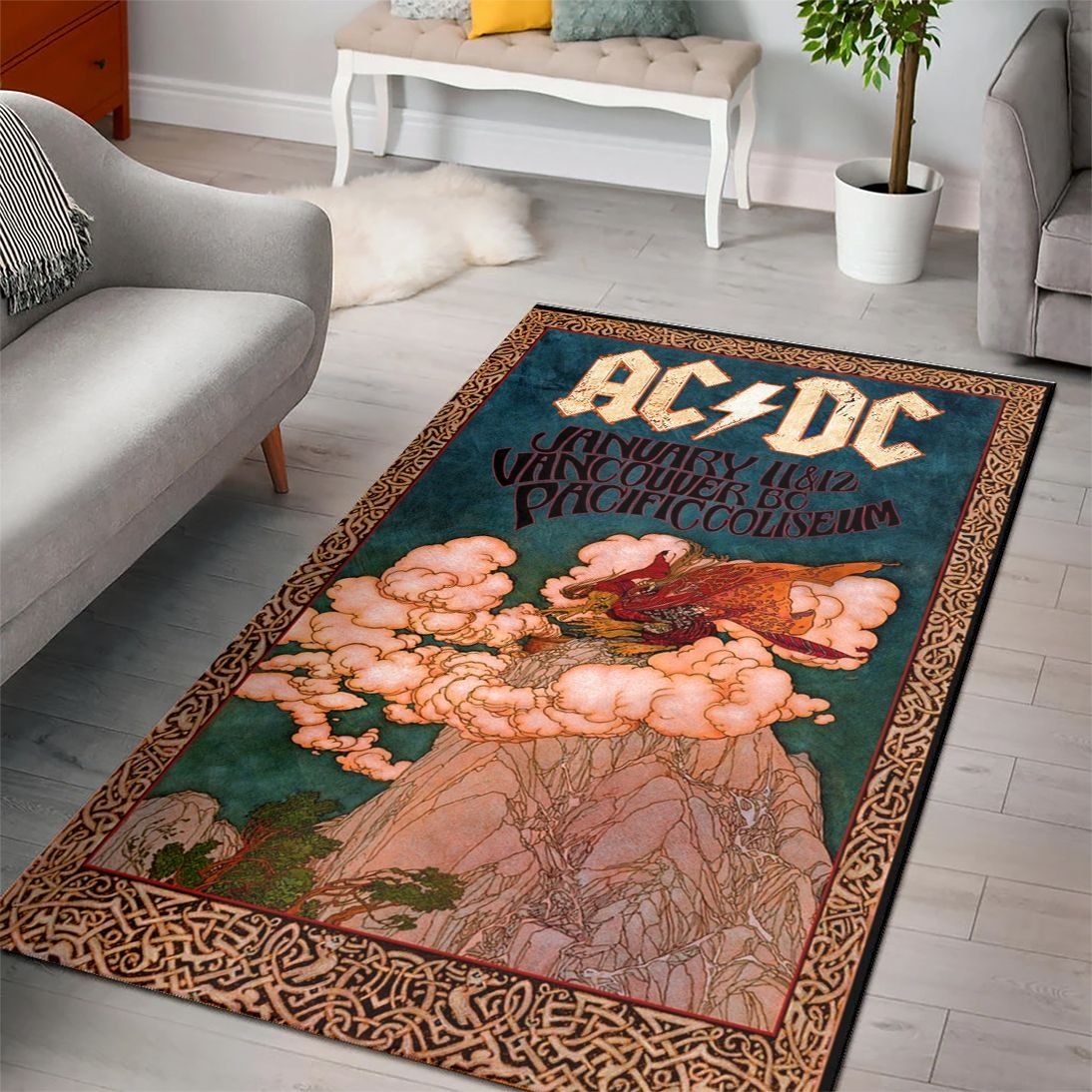 AC DC Bands Logo Collection Area Rugs Living Room Carpet Floor Decor The US Decor