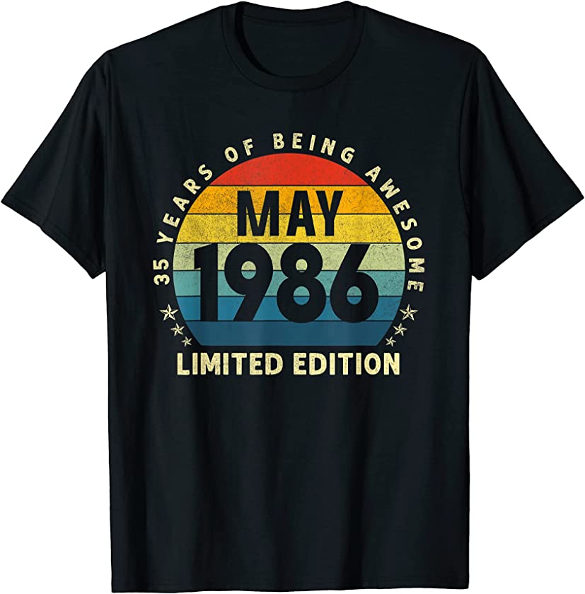 Vintage May 1986 Retro 35 Year Old 35th Birthday Gift T-Shirt